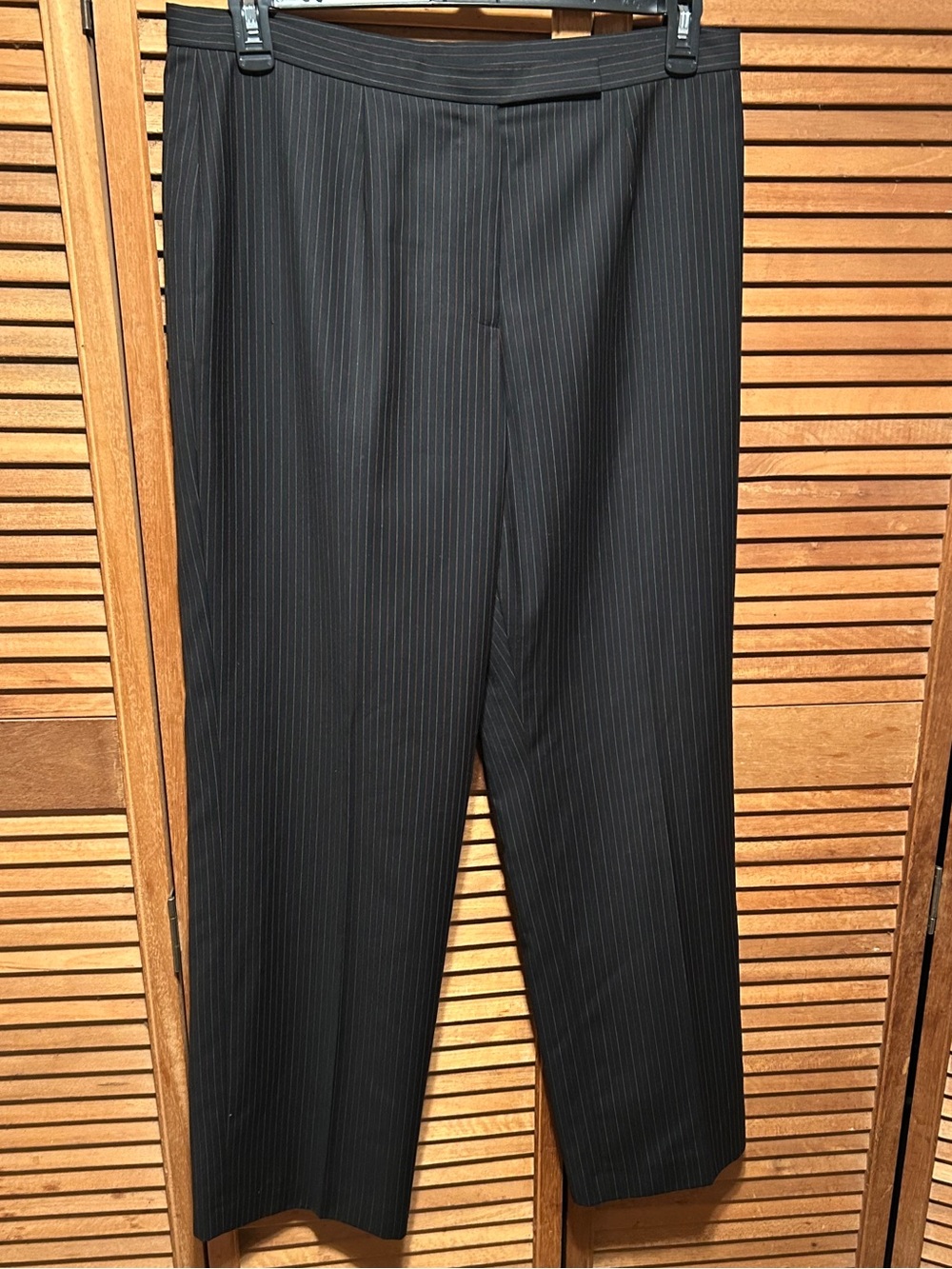 Kasper Classics Black Pants with Orange & Beige Pinstriped Subtle Stitching